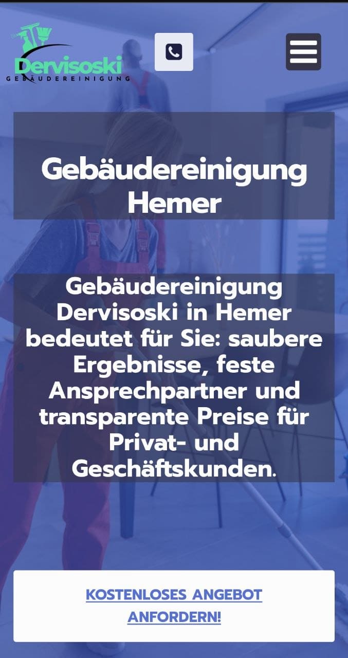 Website-Screenshot der Gebäudereinigung Dervisoski